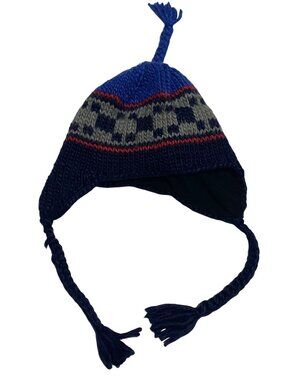Covington One Size Wool Blend Winter Knit Beanie Hat Ear Flaps Tassel Geometric